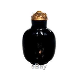 CHINESE Qing Dynasty Black Glass w Gold Aventurine-Splash Snuff Bottle 1740-1820