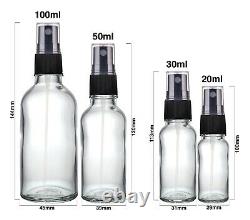 CLEAR Glass Spray Bottle Mist Sprayer Atomiser Pump Wholesale 20, 30,50 & 100ml