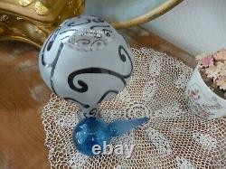 CORREIA Aqua Blue Black Etched Art Glass PERFUME BottleSgd Ltd Ed91/500COA