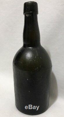 CW & CO BLACK GREEN GLASS ALE WINE BEER BOTTLE 3 PIECE BLOWN MOLD 19th CENTURY