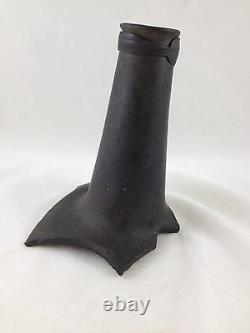 Ca. 1680-1740 BLACK GLASS NECK FROM HUGE WINE BOTTLE, PROBABLY ENGLISH
