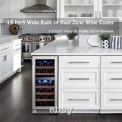 Ca'Lefort 28 Bottle Dual Zone Wine Cooler Refrigerator Mini Fridge Freestanding