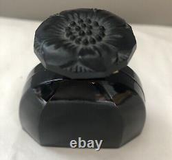 Caron Le Narcisse Noir Black Glass Floral Stopper Perfume Bottle Rare