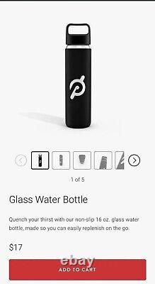 (Case Of 20) Black PELOTON GLASS WATER BOTTLE with Silicone Non-Slip Grip 16 oz
