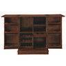 Chestnut Portable Folding Wood Mini Bar Cabinet With Wine Bottle And Glass Rack