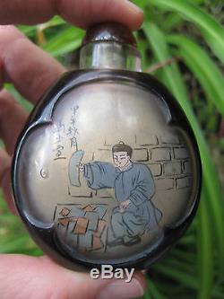 Chinese antique snuff black glass bottle Waiter & Cashier in Chinese restaurant