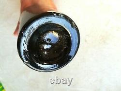 Circa 1800-1820 sand Pontil Antique Black Glass Beer / Gin Bottle / squat bottle