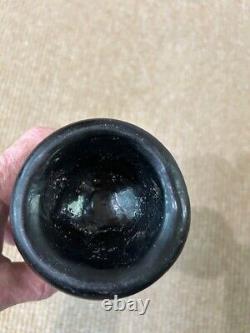 Circa 1800's Black Glass Rum Bottle, Pontil, Bell Shape Bottom