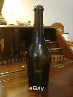 Circa 1840 Black Glass Pontil Wine Mallet Bottle Stunning condition