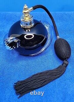 Clear Art Glass Studio Black Amethyst & Hand Blown Perfume Atomizer Bottle