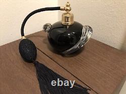 Clear Art Glass Studio Black Amethyst & Hand Blown Perfume Atomizer Bottle