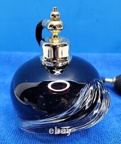 Clear Art Glass Studio Black Amethyst & Hand Blown Perfume Atomizer Bottle