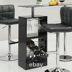 Coaster Glass Top Pub Table with Wine Storage in Glossy Black