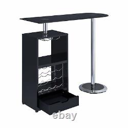 Coaster Modern Black Bar Table with Wine Bottle Storage and Glass Top 120451
