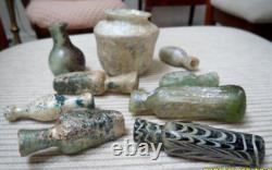 Collection of NINE Early ROMAN GLASS Bottles 8th-9th Century 6 published pieces