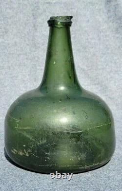 Colonial Era Dutch Onion Wine Bottle 1725-1775 Green Black Glass
