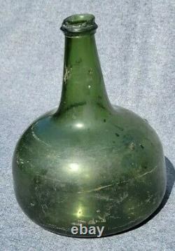 Colonial Era Dutch Onion Wine Bottle 1725-1775 Green Black Glass