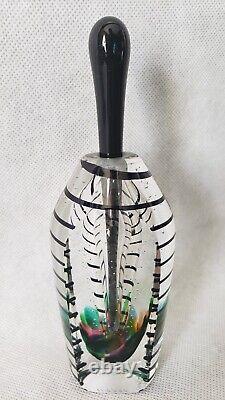 Colorful Matthew LaBarbera Vtg Fire Island Black Art Deco Glass Perfume Bottle