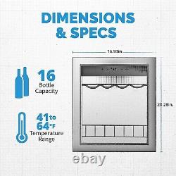 Compact Wine Cooler Refrigerator, 16 Bottle Capacity, UV Protected Glass Door