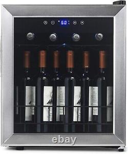Compact Wine Cooler Refrigerator, 16 Bottle Capacity, UV Protected Glass Door