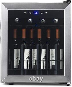 Compact Wine Cooler Refrigerator, 16 Bottle Capacity, with UV Protected Glass Door