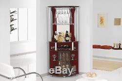 Corner Home Bar Liquor Cabinet Pub Wine Bottle Storage Stemware Rack Glass NEW