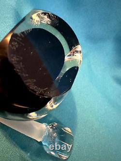 Correia Vtg'96 Stunning Art Glass Perfume Bottle Black On Clear Glass W Stopper