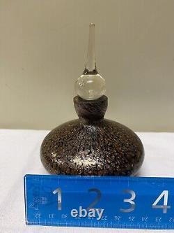 Crystal Hand Blown Art Glass Perfume Decanter/Dauber Black w Copper Adventurine