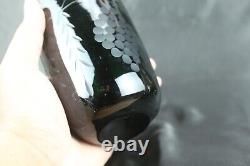 Cut Glass Tumbler Victorian Dark Black Bottle Green Shade Rare Thick Glass