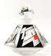 Czech Art Deco Perfume Bottle Clear Black Red Glass With Geometric Designs 4.25