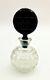 Czech Perfume Bottle, Pressed Glass'waffle' Pattern With Black Stopper #27779