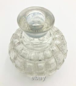 Czech Perfume Bottle, Pressed Glass'Waffle' Pattern with Black Stopper #27779