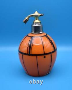 Czechoslovakian Orange and Black Art Glass Atomizer / Perfume Bottle