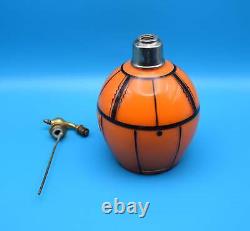 Czechoslovakian Orange and Black Art Glass Atomizer / Perfume Bottle