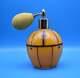 Czechoslovakian Orange And Black Art Glass Atomizer / Perfume Bottle With Bulb