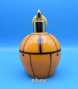 Czechoslovakian Orange and Black Art Glass Atomizer / Perfume Bottle With Bulb