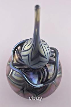 Daniel Lotton Beautiful 1992 Signed Irridescent Pulled Feather Perfume Bottle