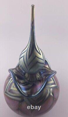 Daniel Lotton Beautiful 1992 Signed Irridescent Pulled Feather Perfume Bottle