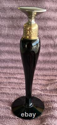 DeVilbis Art Deco Black Glass Perfume Dauber style Clean! 6 tall