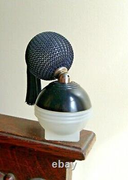 DeVilbiss Art Deco Black/Frosted Orb-Shaped Glass Perfume Bottle new Bulb
