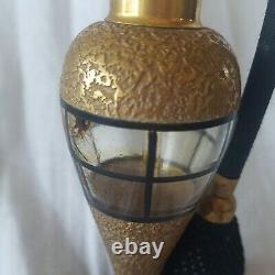 DeVilbiss Atomizer Black And Gold Window Pane Glass Footed Perfume Bottle