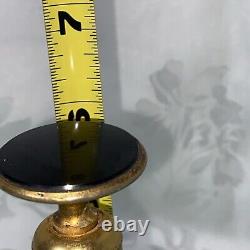 DeVilbiss Dauber Black And Gold Window Pane Glass Footed Perfume Bottle