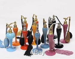 DeVilbiss Glass Perfum Bottles Opaque Violet, Orange Black, Blue 4 oz bottles