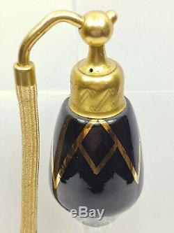 DeVilbiss PERFUME BOTTLE PERFUME ATOMIZER Art Deco Fragrance Bottle Black Gold
