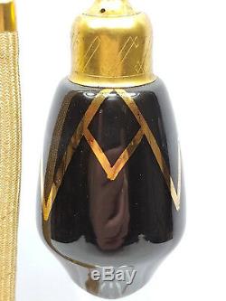 DeVilbiss PERFUME BOTTLE PERFUME ATOMIZER Art Deco Fragrance Bottle Black Gold