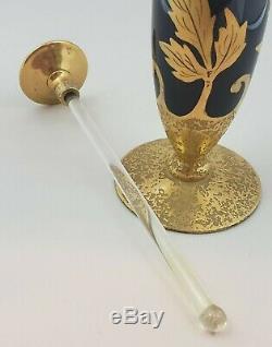 DeVilbiss Perfume Dropper (1925) Bottle signed, gold fittings & leaves