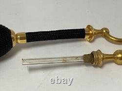 DeVilbiss art glass atomizer. Etched gold. Black. Signed. Art Deco