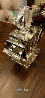 Decorative Large Art Deco Crystal Glass Black and Clear Faux Perfume Bottle