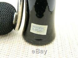 Devilbiss Closure Rhodium Plate Black Glass Perfume Bottle Atomizer Vintage
