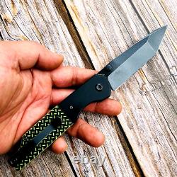 Drop Point Knife Folding Pocket Hunting Survival Tactical D2 Steel G10 Aluminum